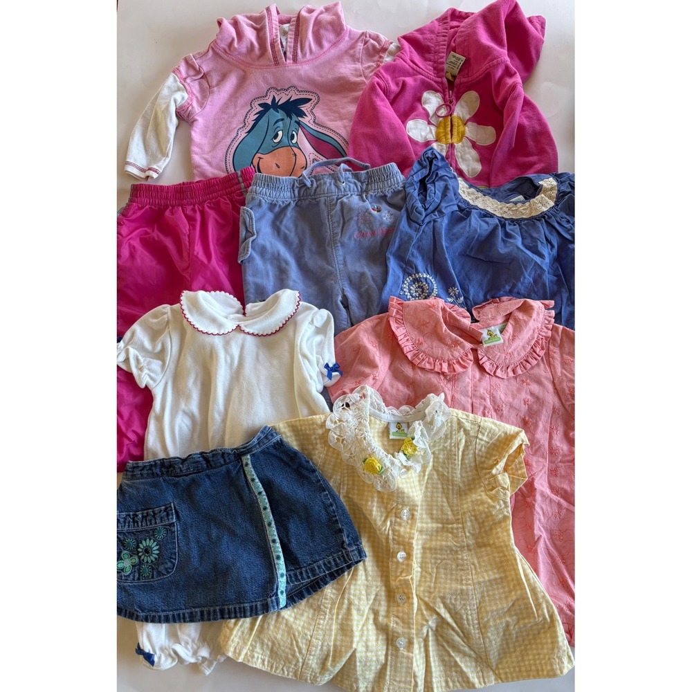 Vintage Baby Girl Lot 12M OshKosh Disney Sesame Street Peter Rabbit 9pc Clothing